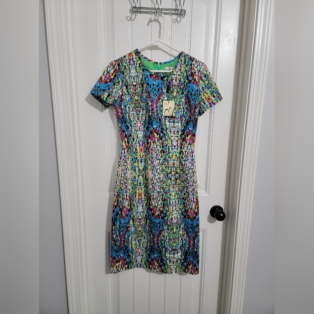 Amelia NY Cotton Multicolor Mosaica Bright Dress, Size 2